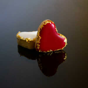 Calisson coeur aux feuilles d'or