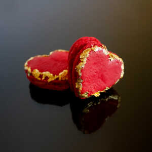 Macaron cœur feuille d'or